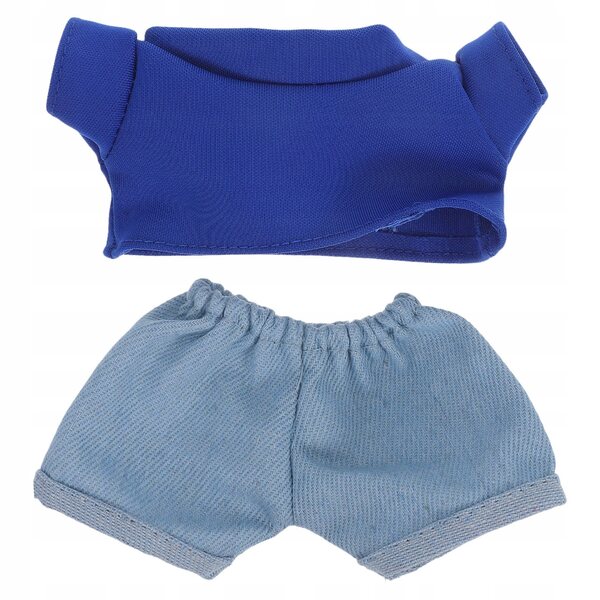 Blaues Kleidungsset für Puppen und Stofftiere: T-Shirt und elegante Hose
