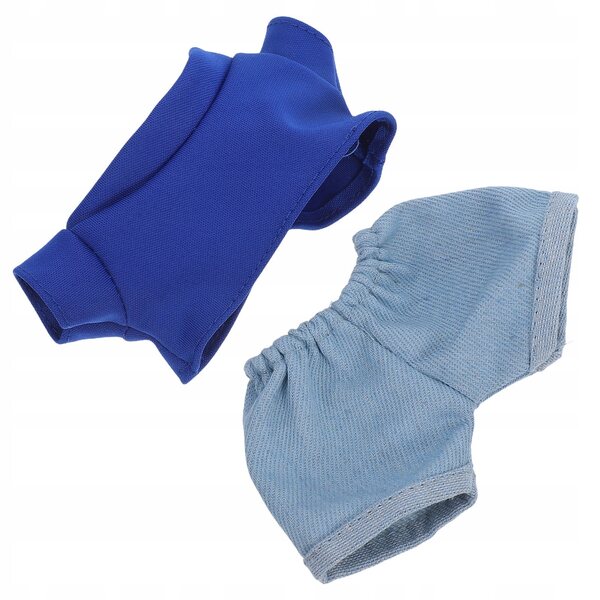 Blaues Kleidungsset für Puppen und Stofftiere: T-Shirt und elegante Hose