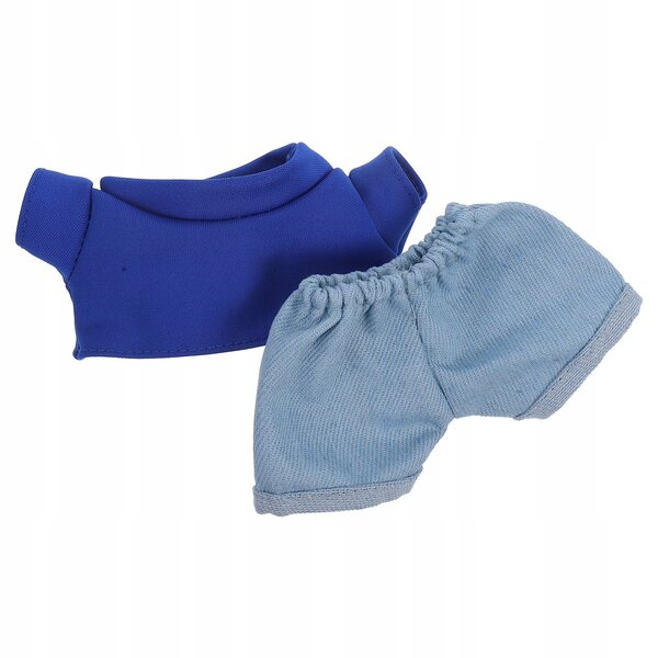 Blaues Kleidungsset für Puppen und Stofftiere: T-Shirt und elegante Hose