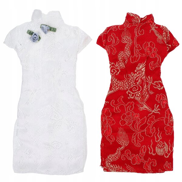 2 szt. Zestaw ubranek dla lalek - sukienka Cheongsam