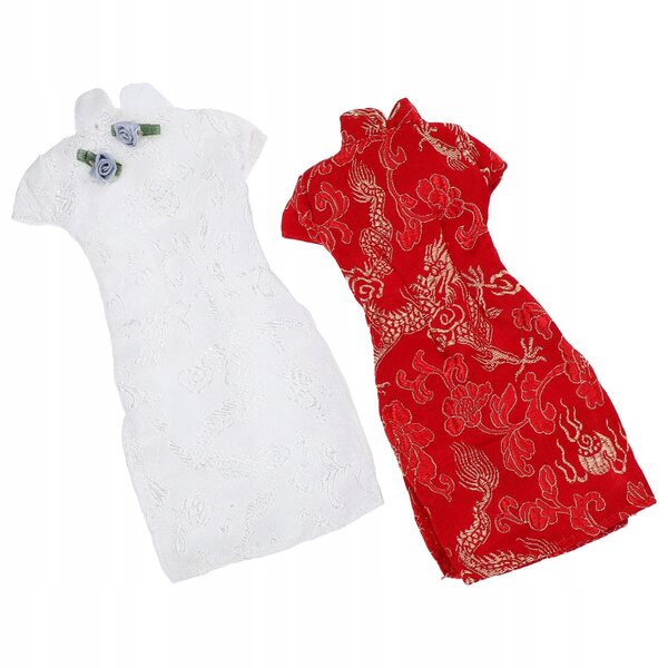 2 szt. Zestaw ubranek dla lalek - sukienka Cheongsam