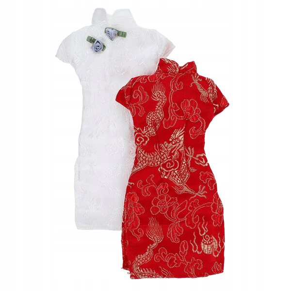 2 szt. Zestaw ubranek dla lalek - sukienka Cheongsam