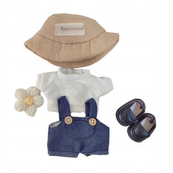 Bekleidungsset für 17-cm-Puppen aus weichem Stoff mit farbenfrohen Accessoires