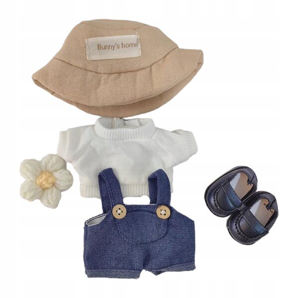 Bekleidungsset für 17-cm-Puppen aus weichem Stoff mit farbenfrohen Accessoires