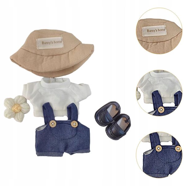 Bekleidungsset für 17-cm-Puppen aus weichem Stoff mit farbenfrohen Accessoires