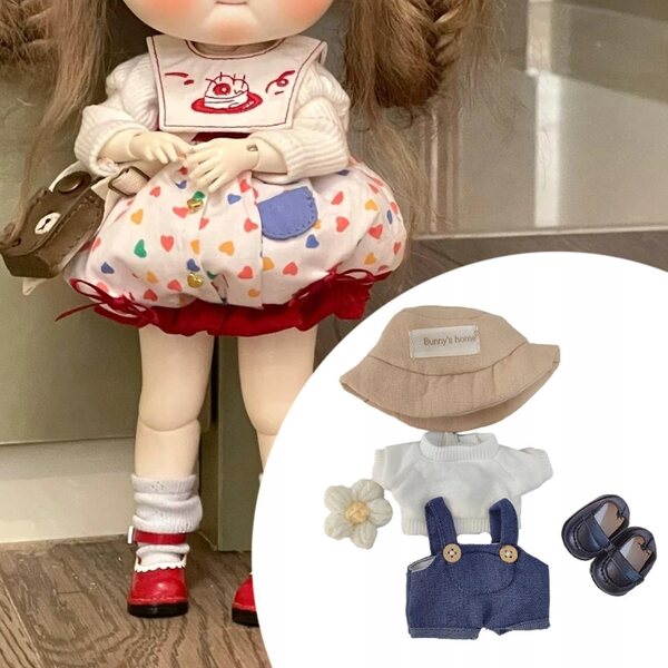 Bekleidungsset für 17-cm-Puppen aus weichem Stoff mit farbenfrohen Accessoires