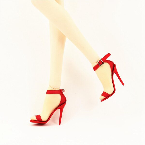 Damensandalen im Maßstab 1:6 für 12-Zoll-Actionfiguren mit roten High Heels