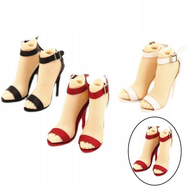 Damensandalen im Maßstab 1:6 für 12-Zoll-Actionfiguren mit roten High Heels