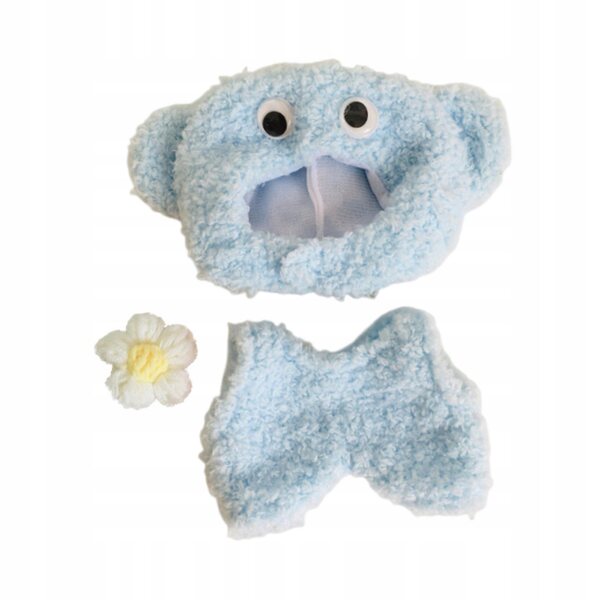 Stoffen lijfje voor poppen van 15-17 cm met blauwe accessoires en haarspeld