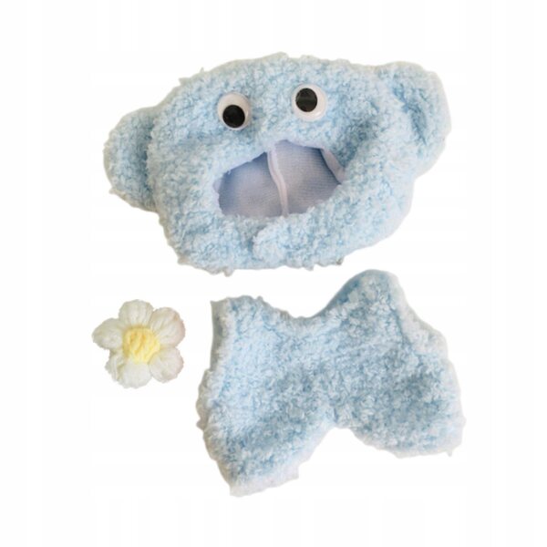 Stoffen lijfje voor poppen van 15-17 cm met blauwe accessoires en haarspeld