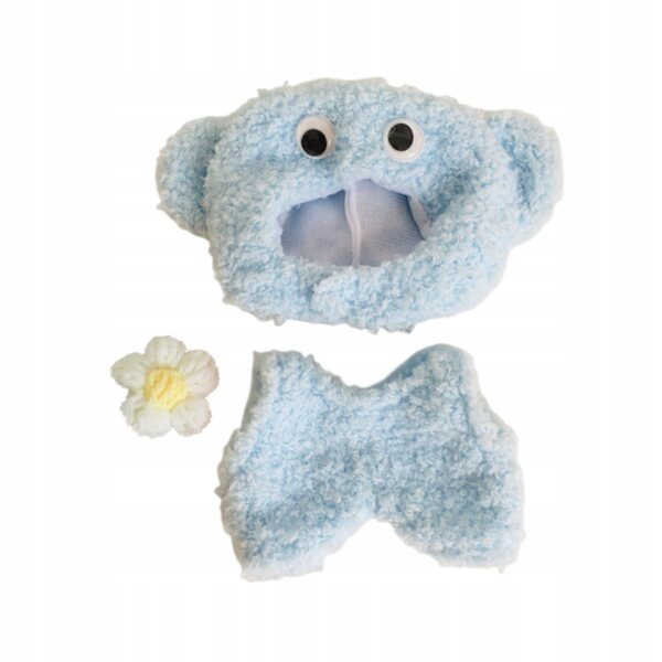 Stoffen lijfje voor poppen van 15-17 cm met blauwe accessoires en haarspeld