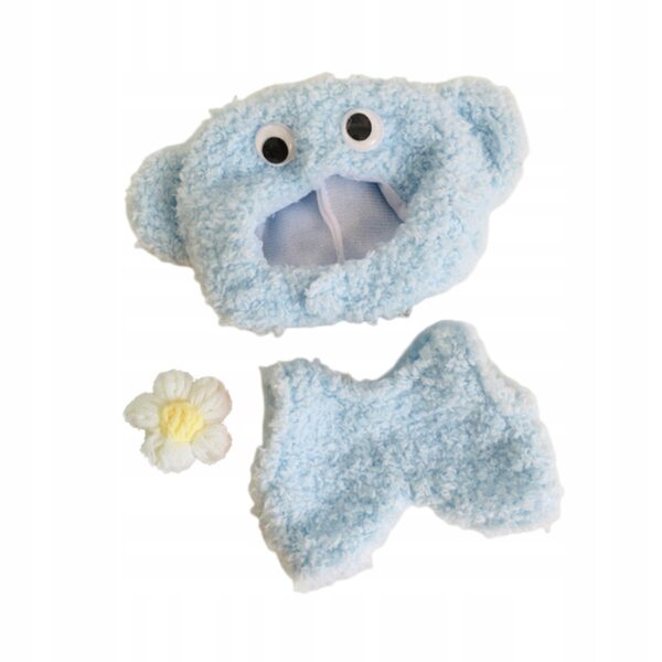 Stoffen lijfje voor poppen van 15-17 cm met blauwe accessoires en haarspeld