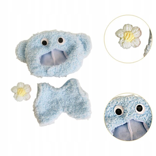 Stoffen lijfje voor poppen van 15-17 cm met blauwe accessoires en haarspeld