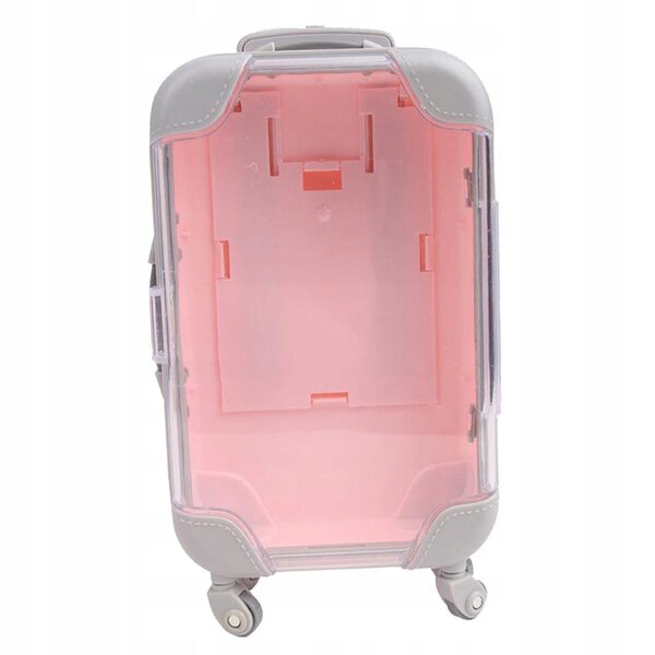 Miniatura valigia da viaggio per bambole 18 cm rosa per giochi e accessori