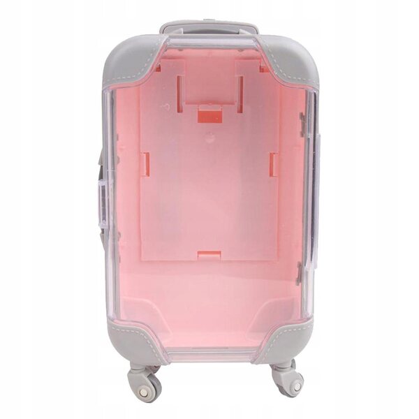 Miniatura valigia da viaggio per bambole 18 cm rosa per giochi e accessori