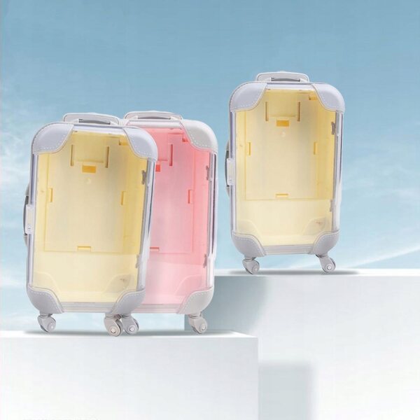 Miniatura valigia da viaggio per bambole 18 cm rosa per giochi e accessori