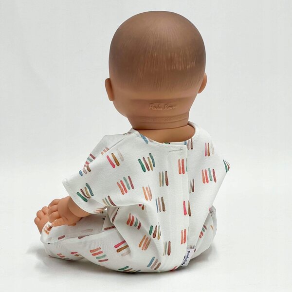 Gestreifter Kombinezon für Paola Reina Gordis Puppe aus Baumwolle 34 cm