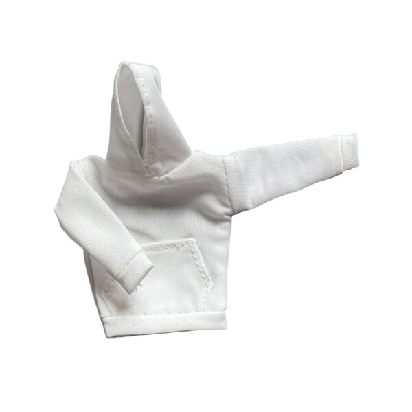 Witte blouse met capuchon voor 1/12 pop - 5 cm model stoffen kleding
