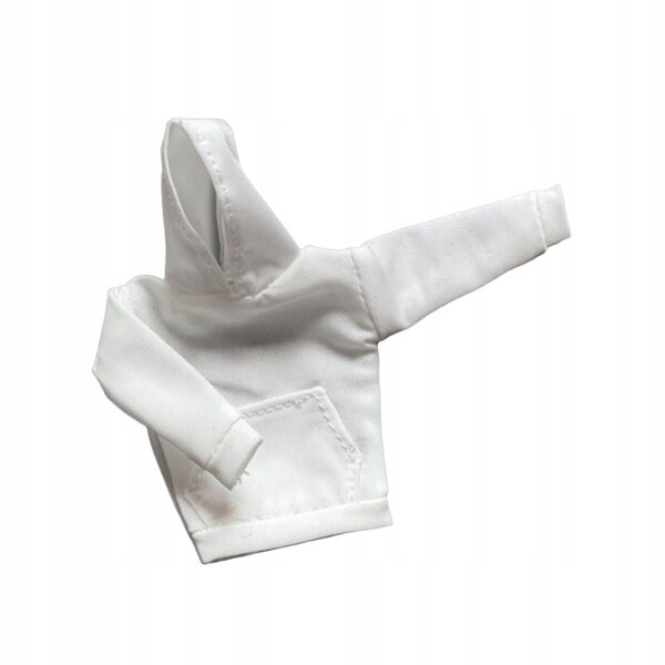 Witte blouse met capuchon voor 1/12 pop - 5 cm model stoffen kleding
