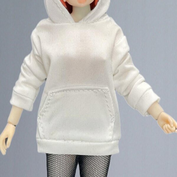 Witte blouse met capuchon voor 1/12 pop - 5 cm model stoffen kleding