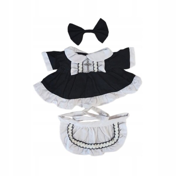 Babypuppen-Outfit für 38-cm-Puppen: elegantes schwarzes Outfit mit Schürze