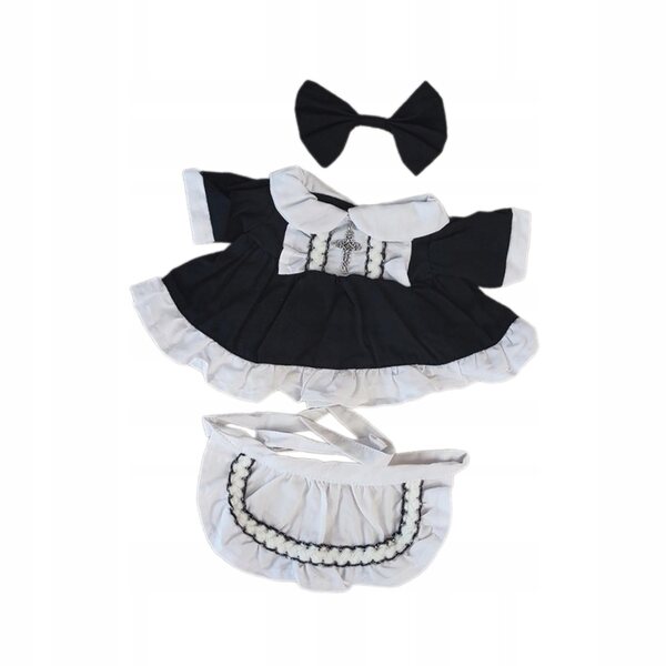 Babypuppen-Outfit für 38-cm-Puppen: elegantes schwarzes Outfit mit Schürze
