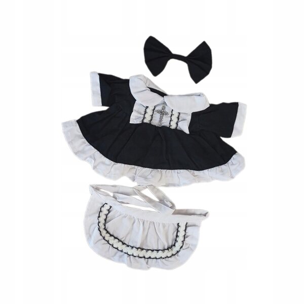 Babypuppen-Outfit für 38-cm-Puppen: elegantes schwarzes Outfit mit Schürze