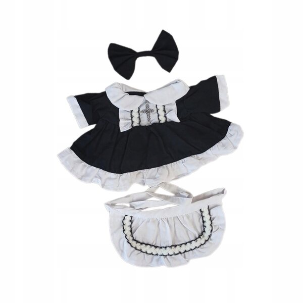 Babypuppen-Outfit für 38-cm-Puppen: elegantes schwarzes Outfit mit Schürze