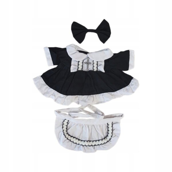 Babypuppen-Outfit für 38-cm-Puppen: elegantes schwarzes Outfit mit Schürze