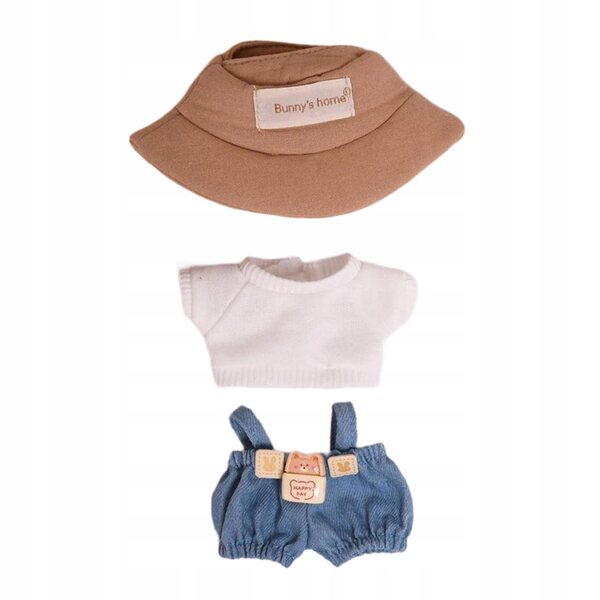 Ubranka pluszowe per bambole 15 cm con cappello e pantaloni in tessuto morbido