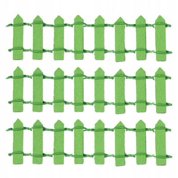 Set 3 Pannelli Recinto in Legno Miniatura per Casa delle Bambole 1:12 Verde