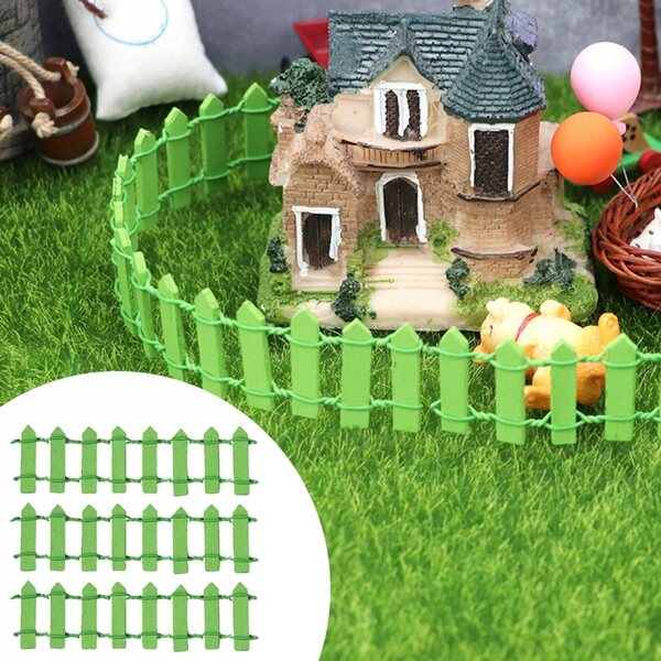 Set 3 Pannelli Recinto in Legno Miniatura per Casa delle Bambole 1:12 Verde