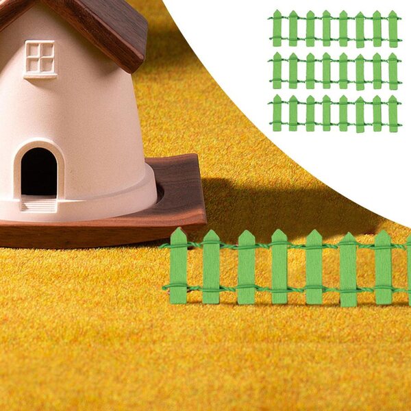 Set 3 Pannelli Recinto in Legno Miniatura per Casa delle Bambole 1:12 Verde