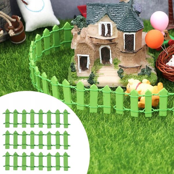 Set 3 Pannelli Recinto in Legno Miniatura per Casa delle Bambole 1:12 Verde