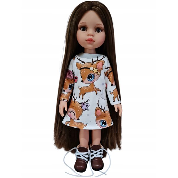 Kleid mit Hirsch für Paola Reina Puppe 32 cm lange Ärmel aus Stoff