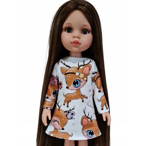Kleid mit Hirsch für Paola Reina Puppe 32 cm lange Ärmel aus Stoff