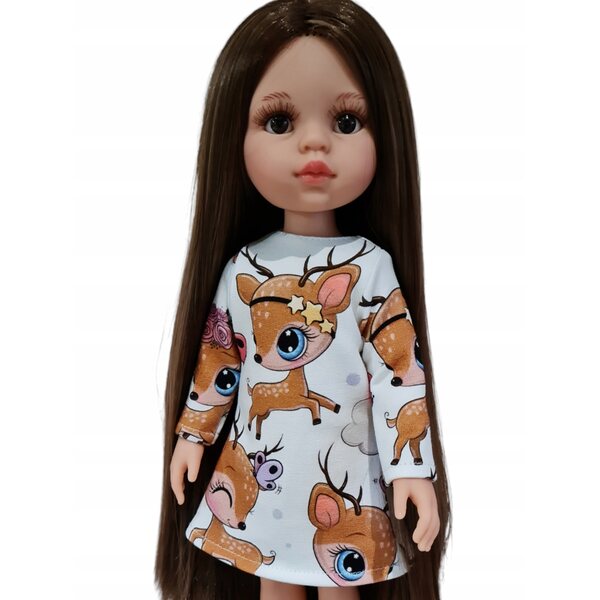 Kleid mit Hirsch für Paola Reina Puppe 32 cm lange Ärmel aus Stoff