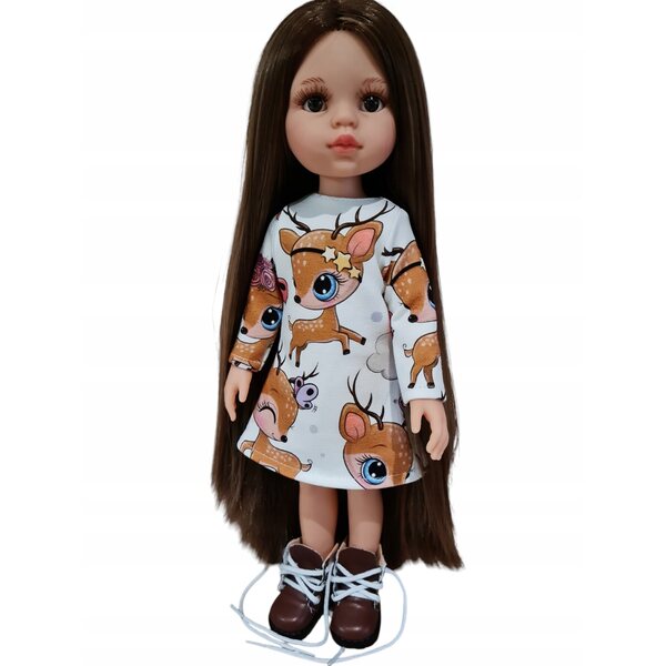 Kleid mit Hirsch für Paola Reina Puppe 32 cm lange Ärmel aus Stoff