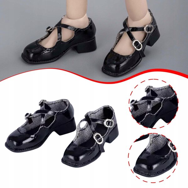 Buty na niskim obcasie Wygodne modne lalki Ubierz dodatek Casual czarny