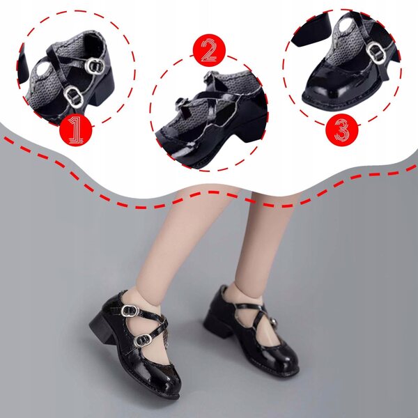Buty na niskim obcasie Wygodne modne lalki Ubierz dodatek Casual czarny