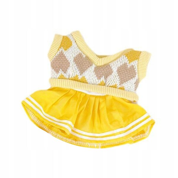 Gelbes Kleidungsset für 20-cm-Puppen mit Kleid und Weste aus weichem Stoff