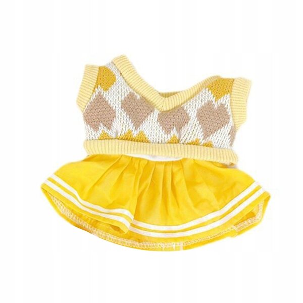 Gelbes Kleidungsset für 20-cm-Puppen mit Kleid und Weste aus weichem Stoff
