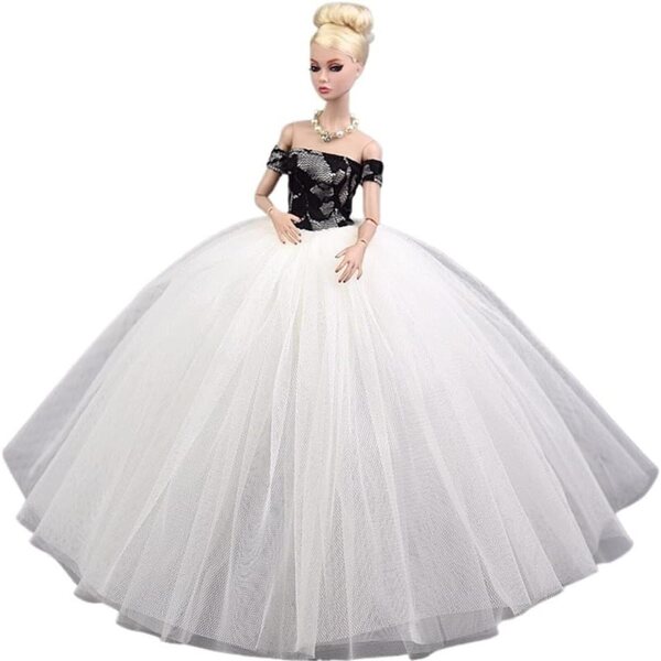 Abito da Sposa in Pizzo per Bambola 30 cm con Velo, Accessorio Elegante per Costume