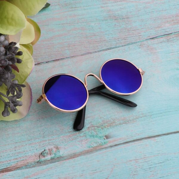 2x runde Metallbrille für 1/6 BJD-Puppen, blau und transparent
