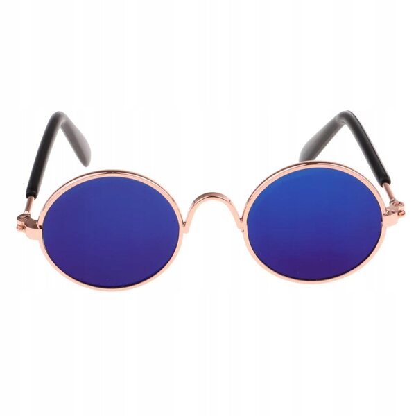 2x runde Metallbrille für 1/6 BJD-Puppen, blau und transparent
