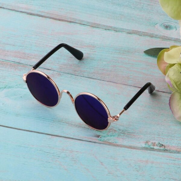 2x runde Metallbrille für 1/6 BJD-Puppen, blau und transparent