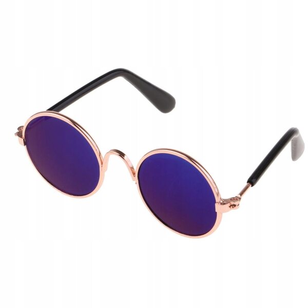 2x runde Metallbrille für 1/6 BJD-Puppen, blau und transparent