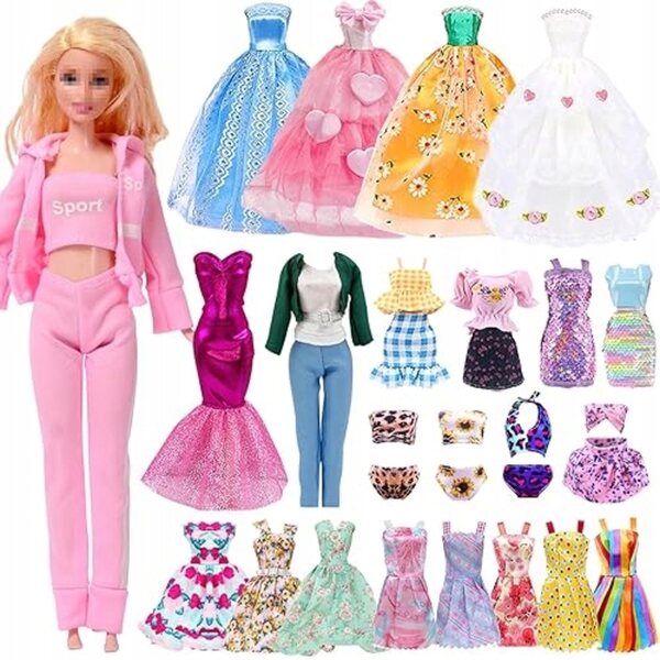 Set 22 Abiti per Bambole 45 cm con Vestiti Casual, Eleganti e Bikini