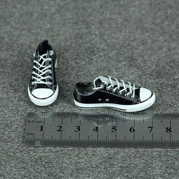 Damen-Leinenschuhe 1/6 schwarze niedrige Sneakers für 12-Zoll-Figuren