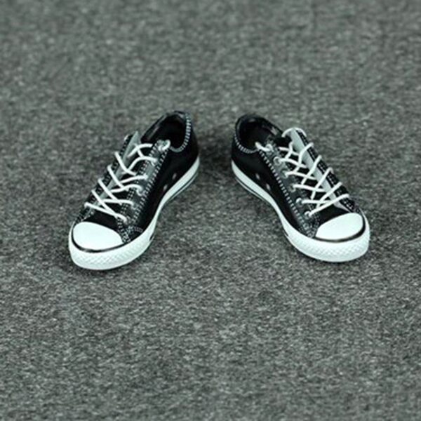 Damen-Leinenschuhe 1/6 schwarze niedrige Sneakers für 12-Zoll-Figuren